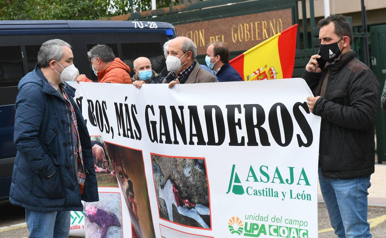 Protesta contra la protección del lobo celebrada en Valladolid el pasado mes de marzo.