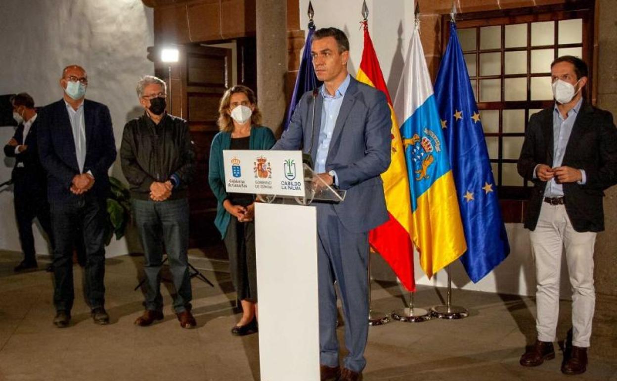 Pedro Sánchez, en su séptima visita a La Palma. 