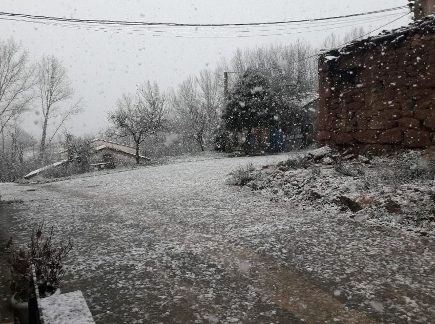 Nieve en el pueblo burgalés de La Gallega. 