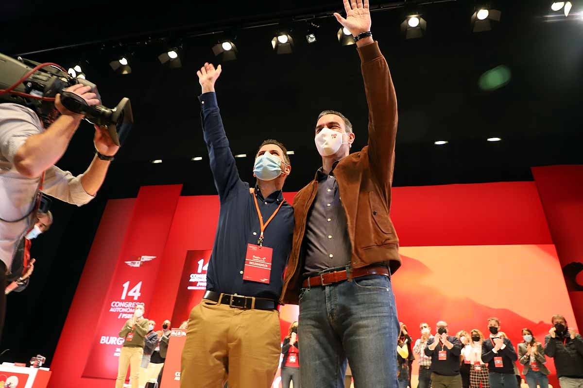 Luis Tudanca y Pedro Sánchez en el Congreso Autonómico del PSOE de Castilla y León. 