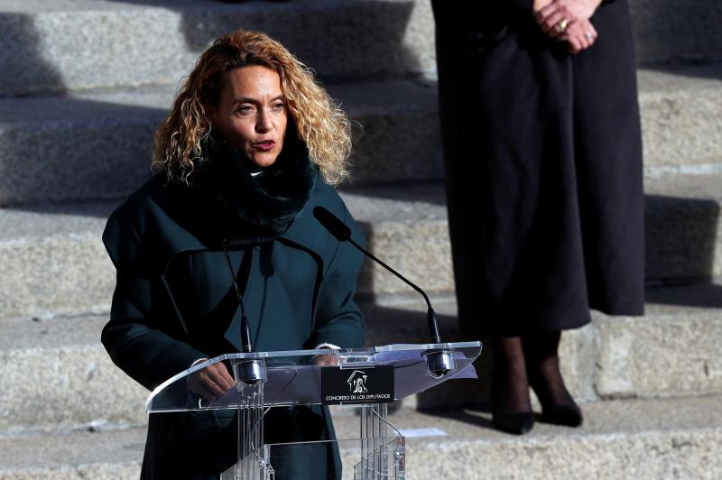 La presidenta del Congreso, Meritxell Batet, durante su discurso. 