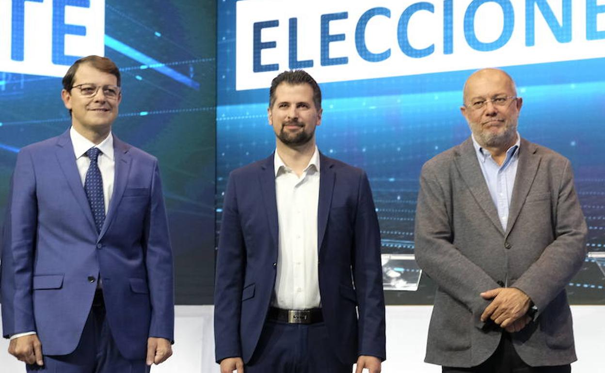 Fernández Mañueco, Tudanca e Igea, antes del debate celebrado en las elecciones de 2019. 