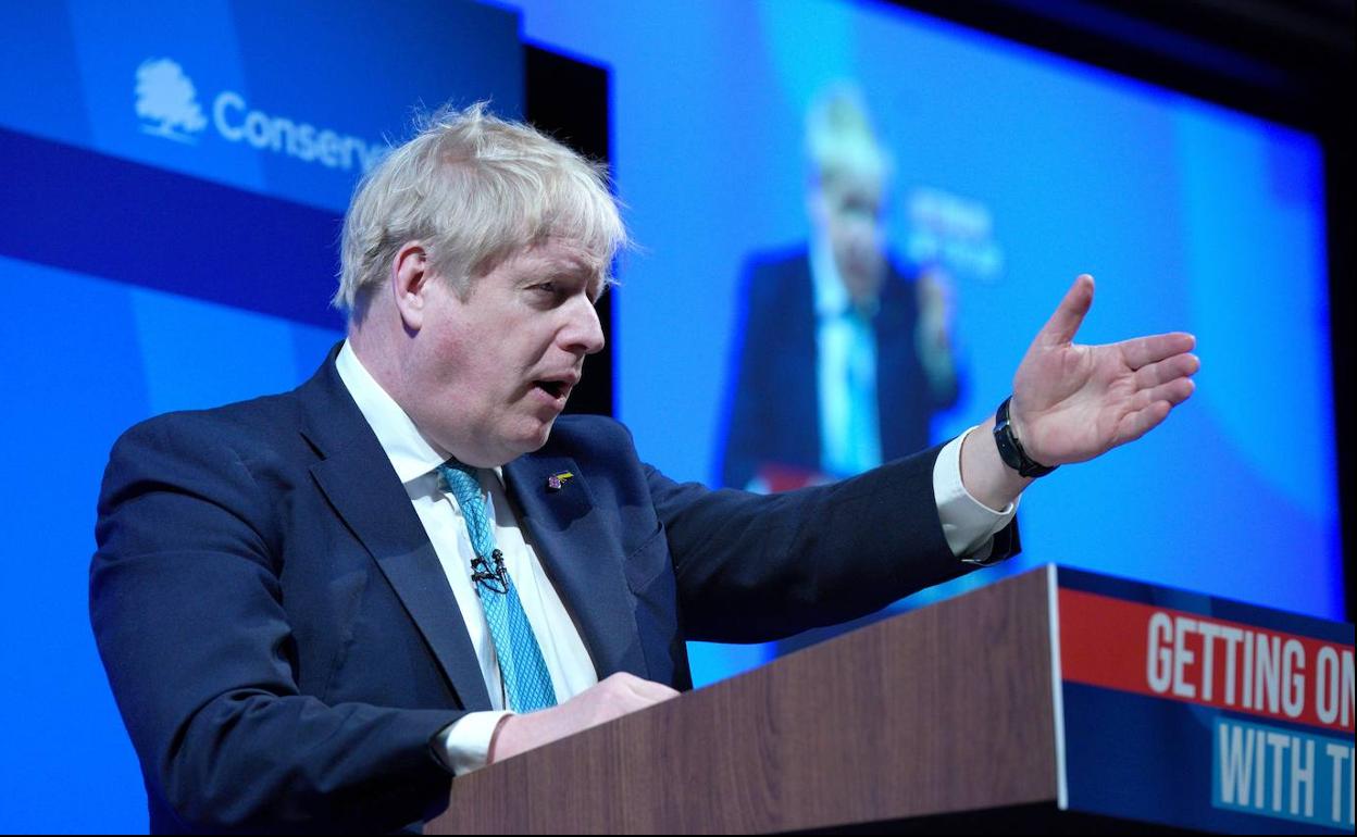 Boris Johnson, este sábado en un acto del Partido Conservador británico.