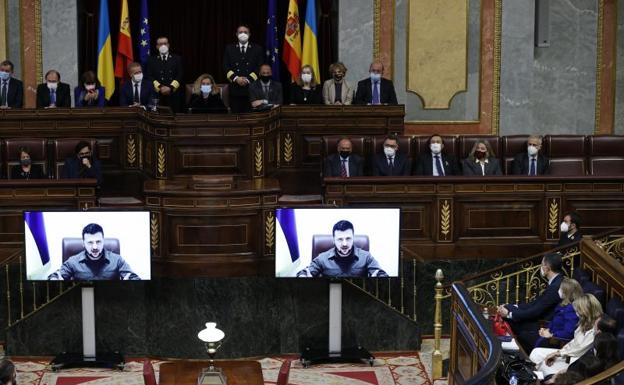 Zelenski alude al bombardeo de Guernica en su intervención en el Congreso 