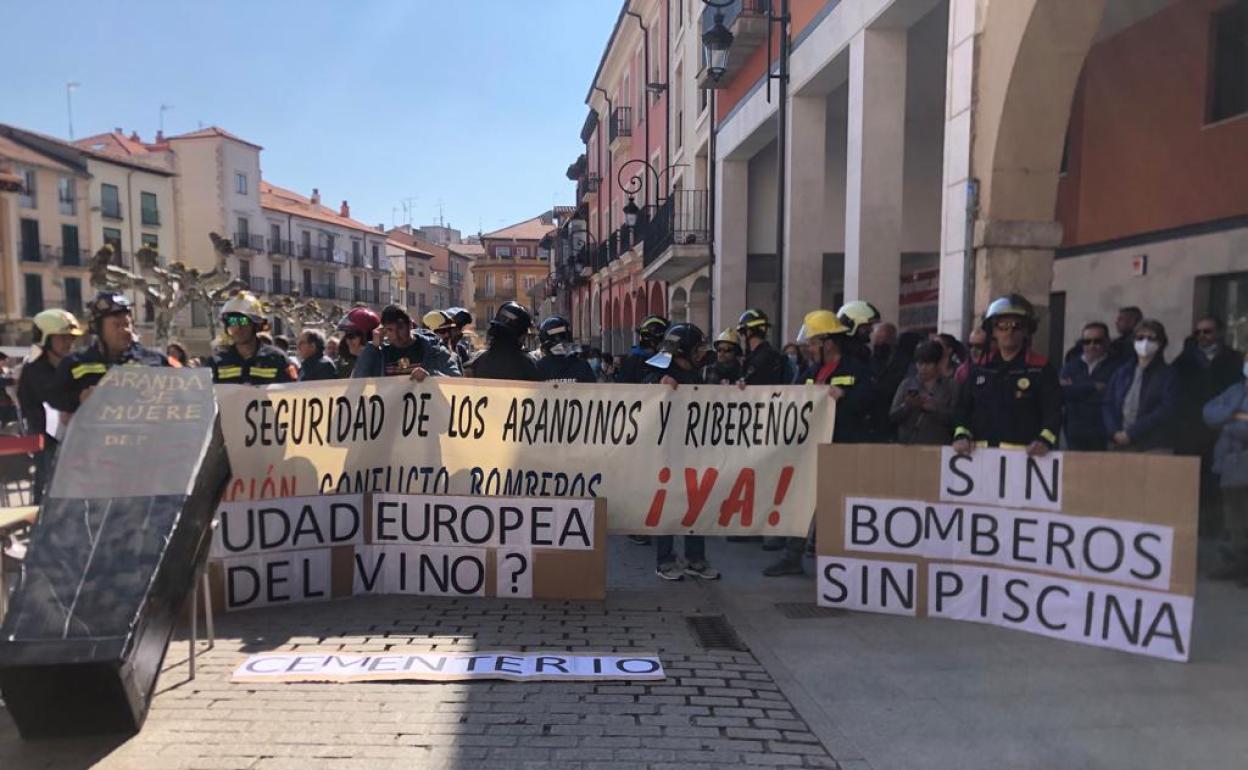 Los bomberos se han manifestado en varias ocasiones en Aranda.