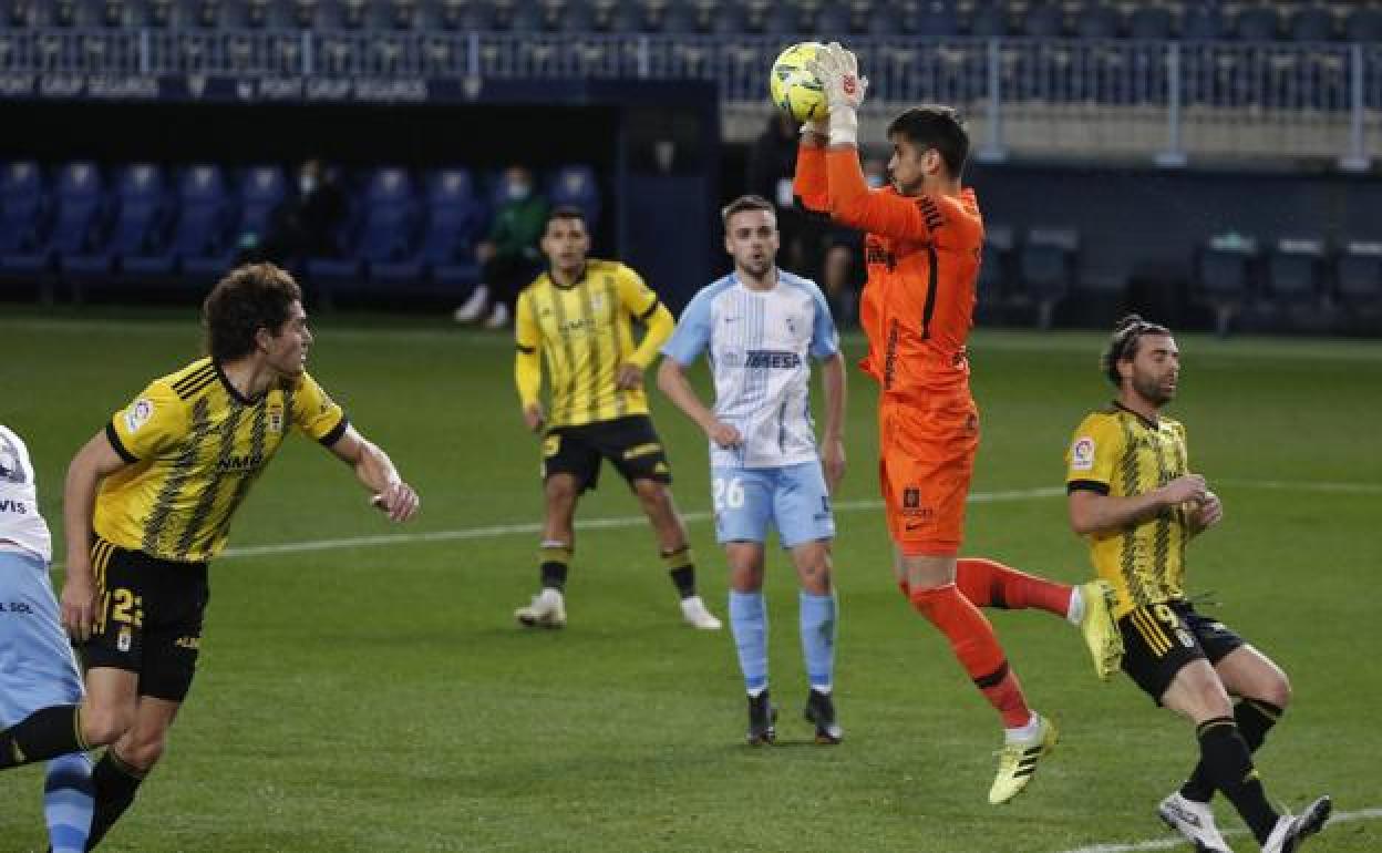 Dani Barrio, en un partido con la camiseta del Málaga. 