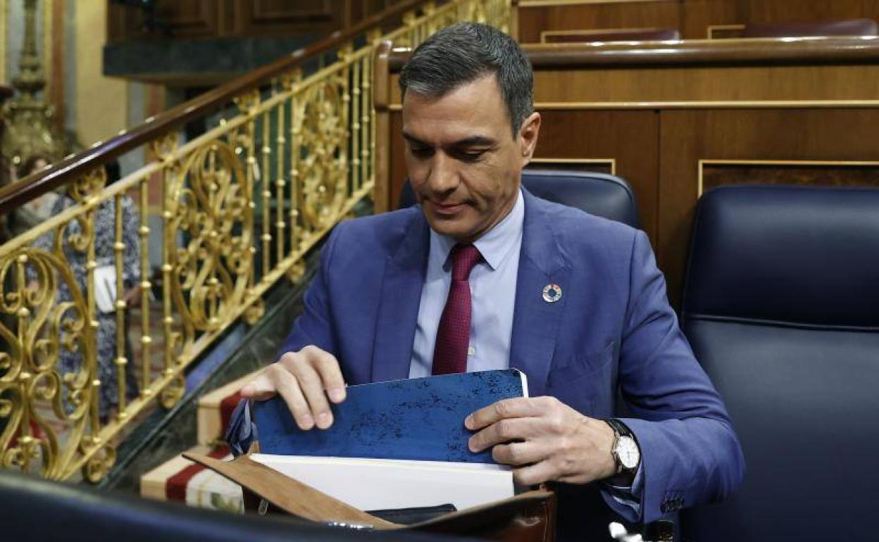 El presidente del Gobierno, Pedro Sánchez, este miércoles en el Congreso. 