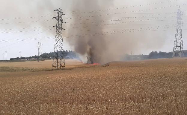 Incendio en un campo de cereal. 