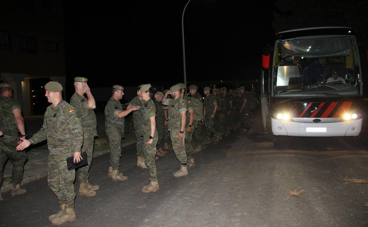 Soldados de la base de Burgos a su vuelta de Letonia.