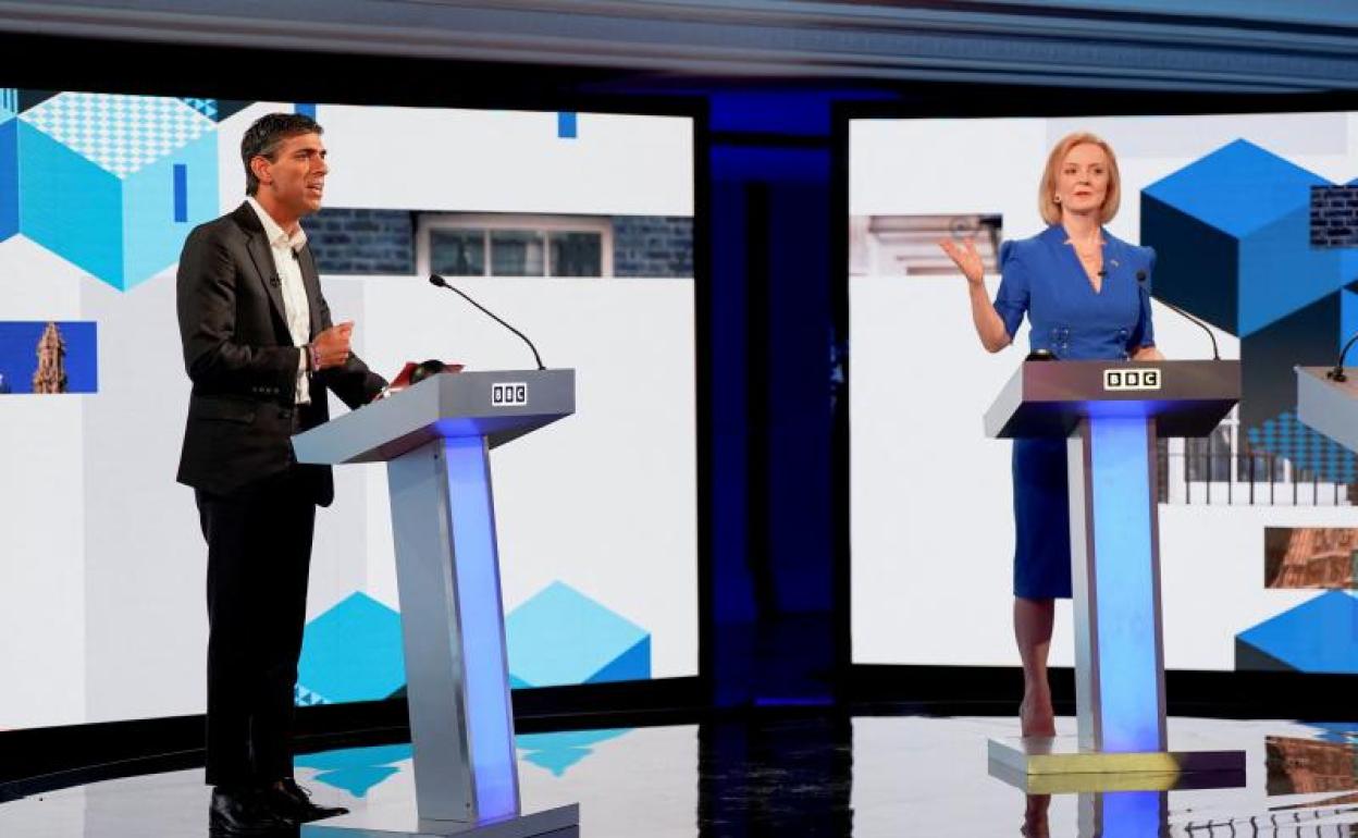 Truss y Sunak mostraron gran vehemencia en varios instantes del debate. 