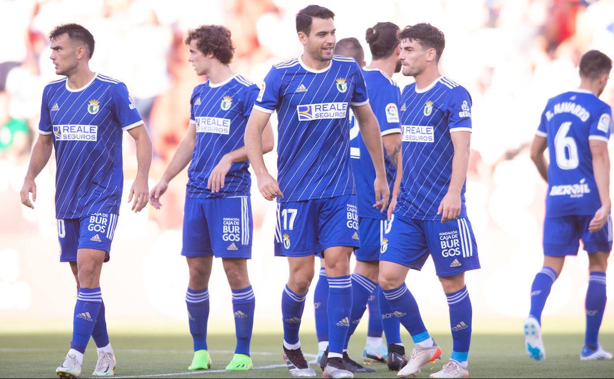 Andy junto al resto de sus compañeros antes de comenzar el partido ante el Albacete