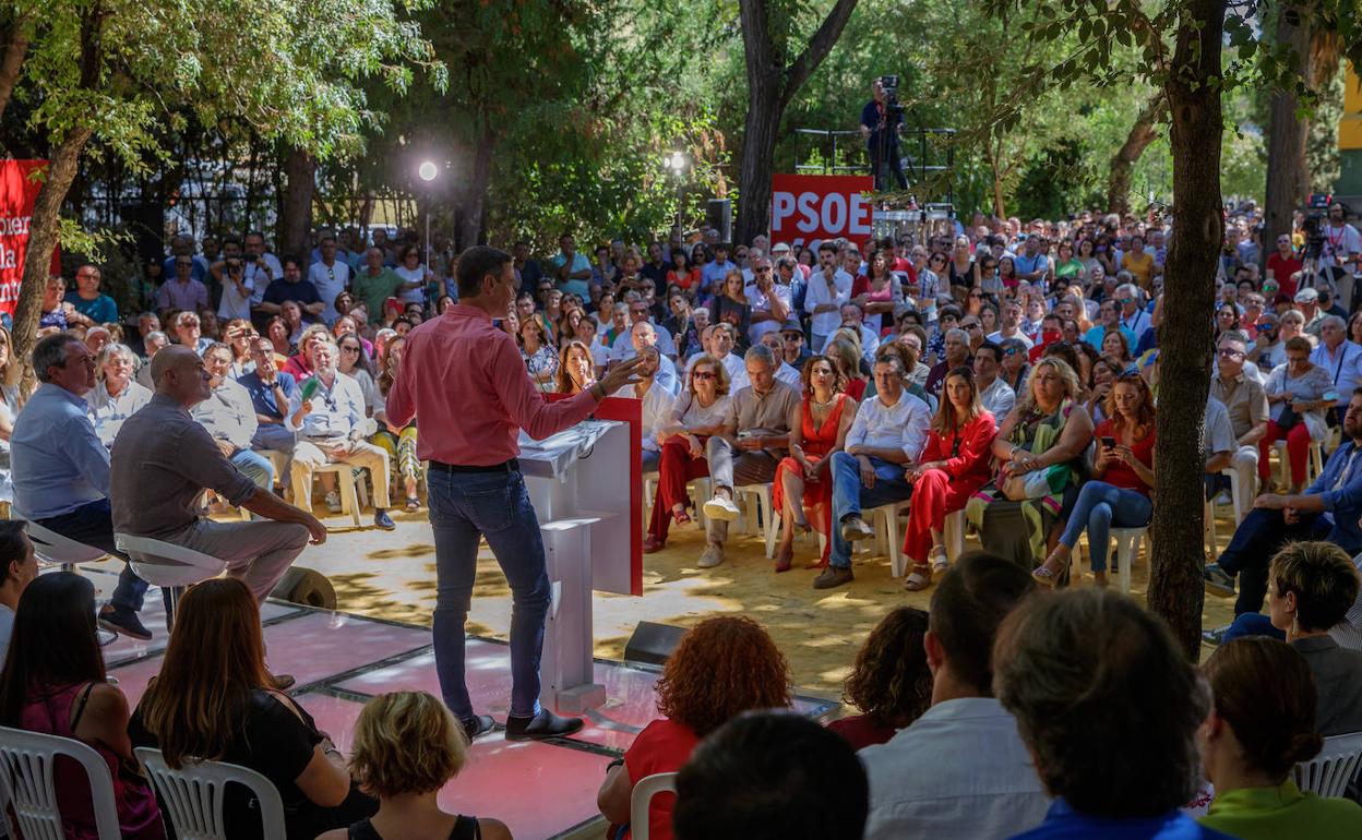 Pedro Sánchez, este sábado durante un acto político en Sevilla.