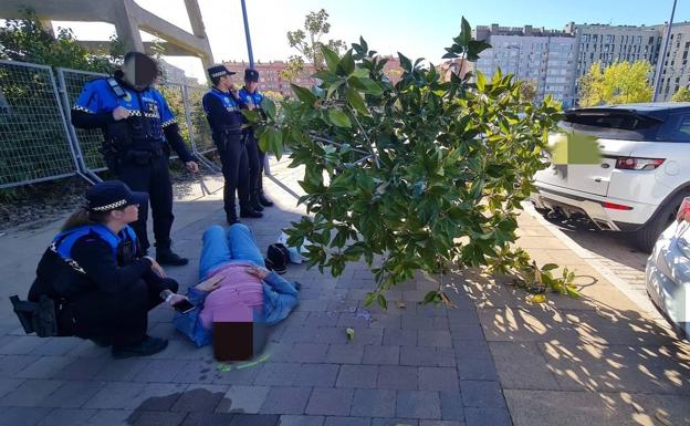 Una conductora derriba un árbol y acaba hiriendo a una mujer en la calle Eduardo Ontañón