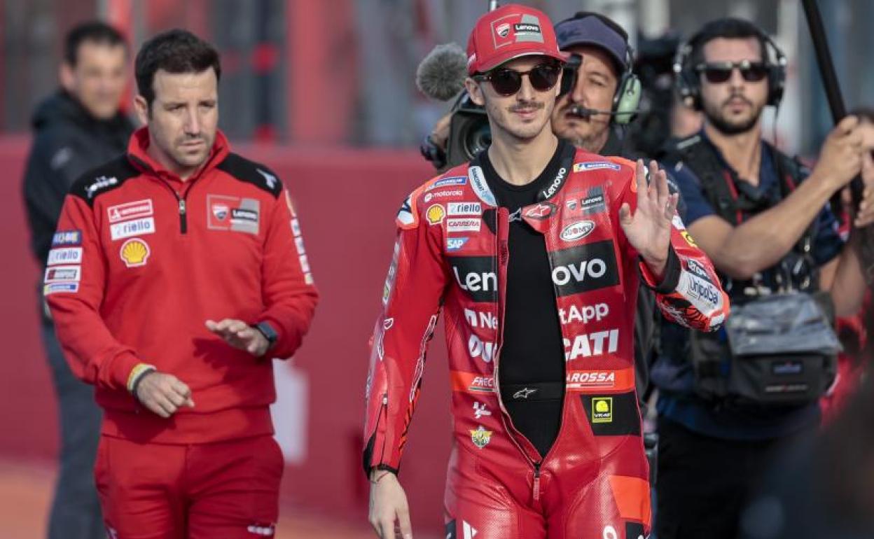 Francesco Bagnaia, en el circuito de Cheste. 