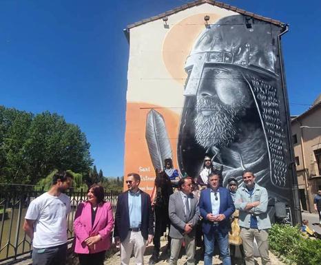 Mural del Cid en San Esteban de Gormaz realizado por el 20 aniversario. 