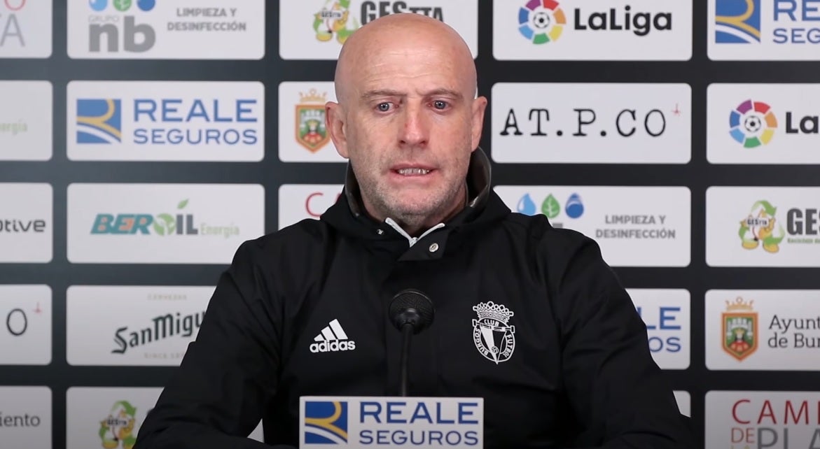 Julián Calero durante la rueda de prensa previa al partido ante la SD Huesca.