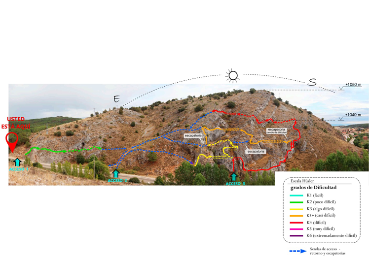 Vía ferrata de Huerta de Rey con la ampliación.