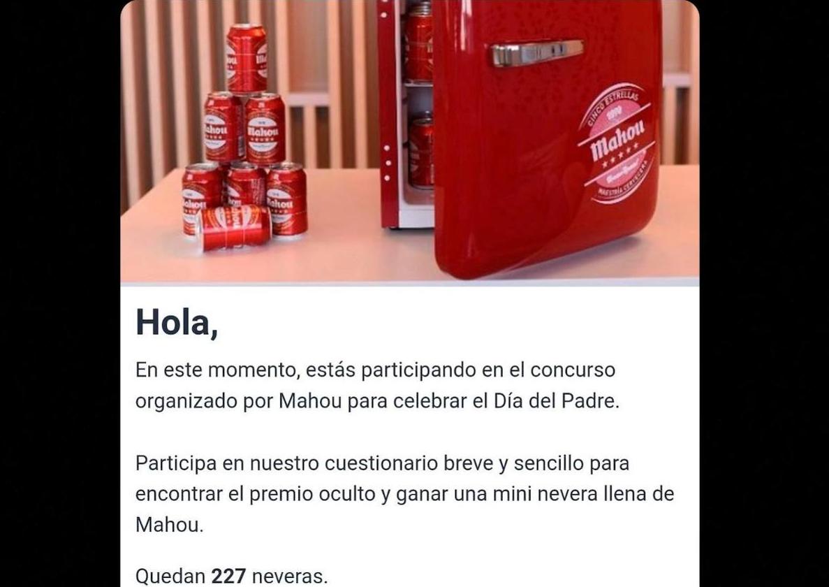 Mensaje falso difundido por redes sociales.