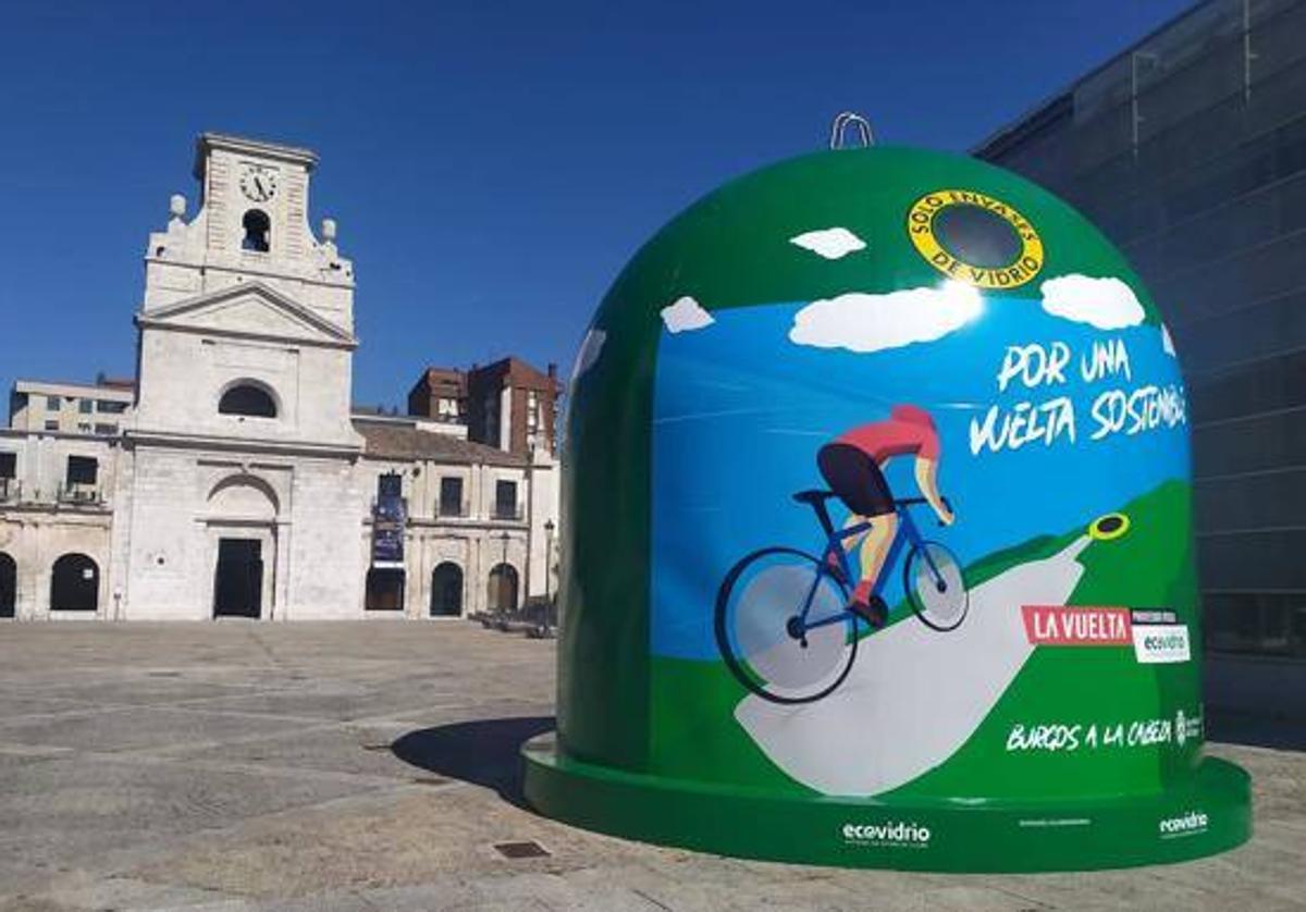 El contenedor de reciclaje de vidrio estuvo ubicado en Burgos durante la celebración de La Vuelta a España en 2021