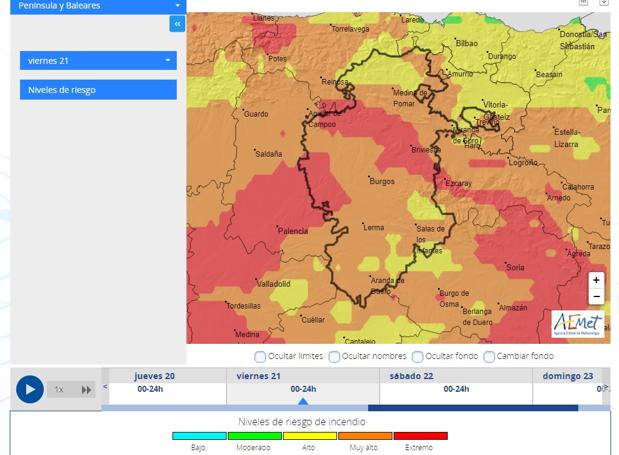 La previsión empeora para el viernes 21, cuando se puede ampliar la declaración de riesgo medio.
