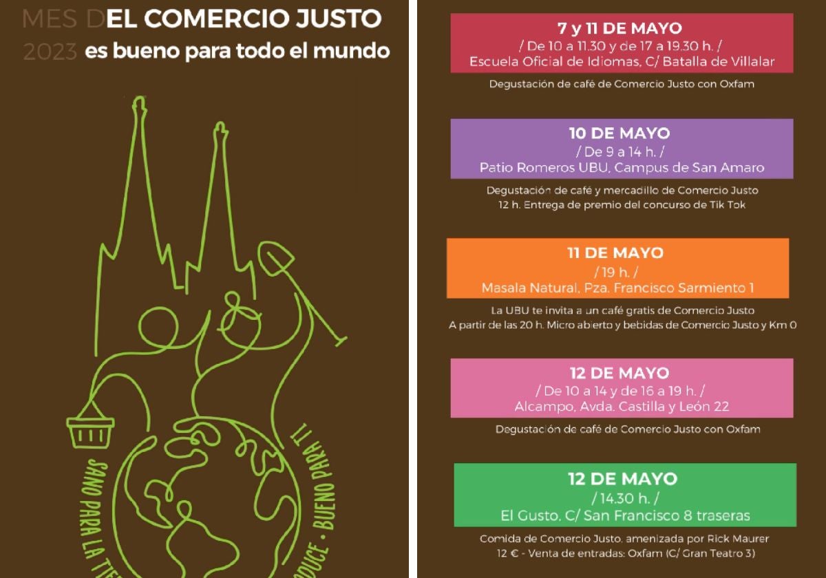 Programa de actividades para impulsar el Comercio Justo en Burgos en el mes de mayo