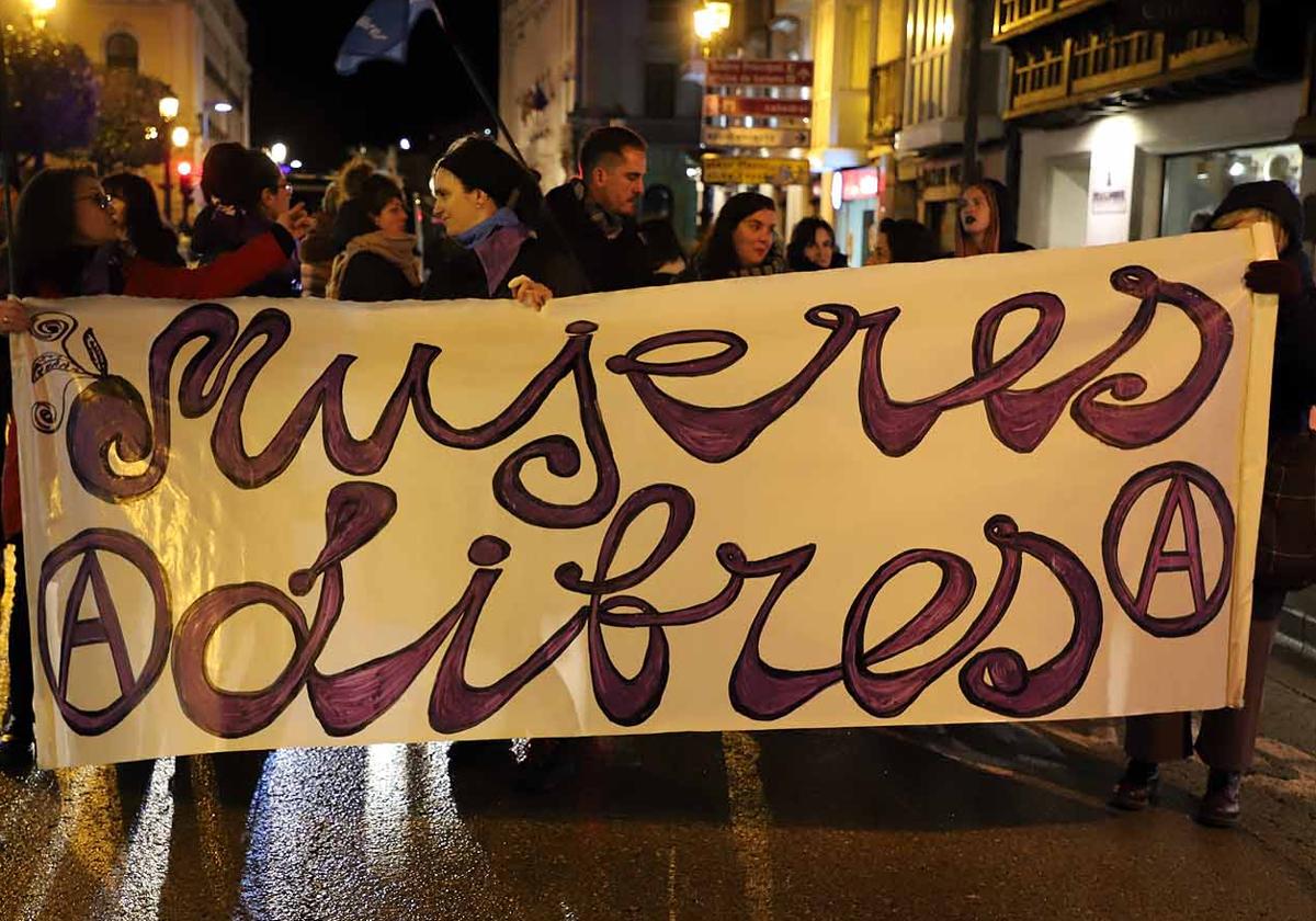 Imagen de una de las pancartas que salieron a la calle en la manifestación del 8M en Burgos.