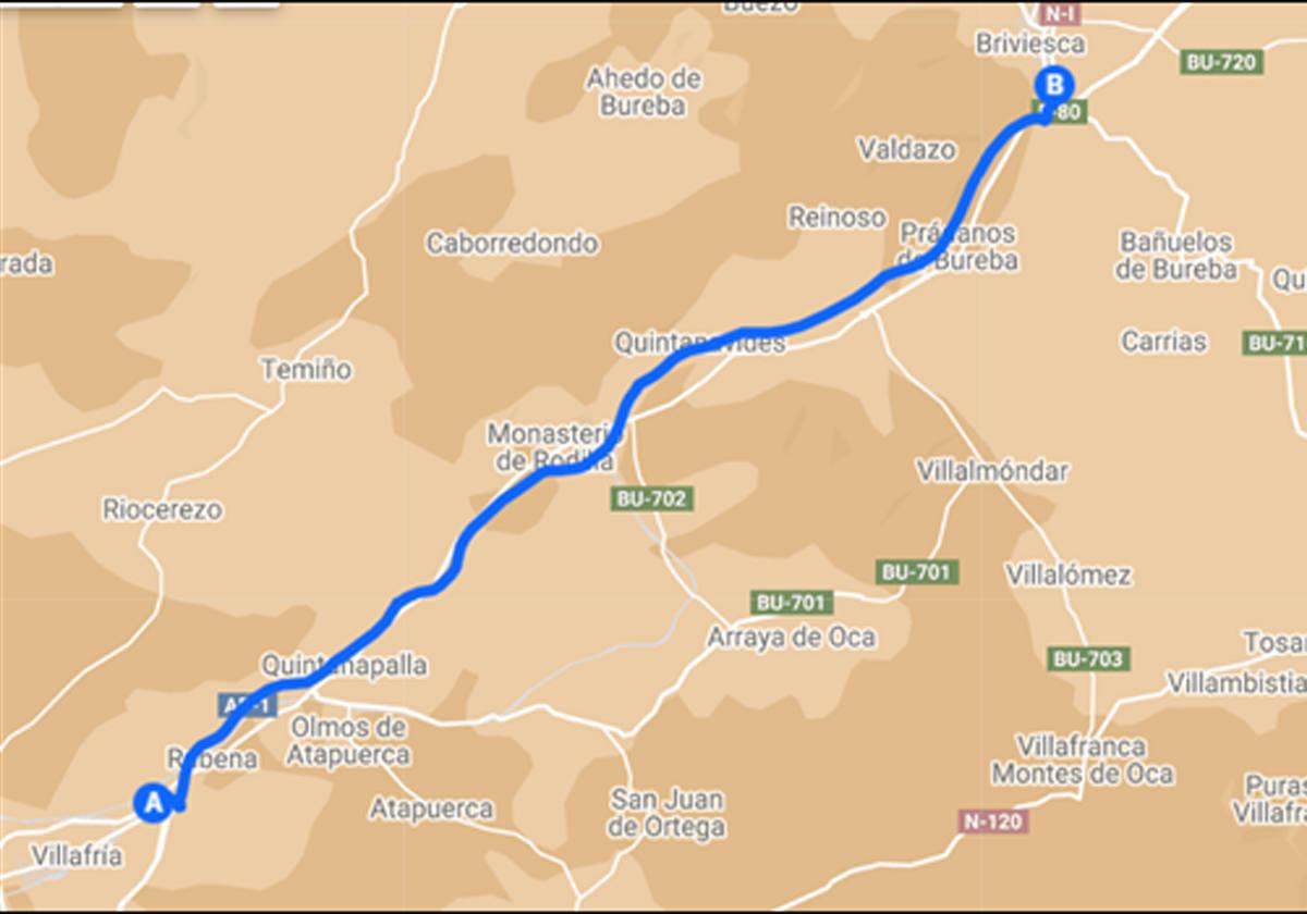 Cortes al tráfico por obras en la N-1, entre Rubena y Fresno de Rodilla, del 22 al 26 de mayo