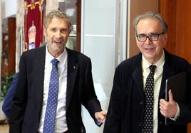 Manuel Pérez Mateos, rector de la Universidad de Burgos (izq.) junto a Joan Subirats, ministro de Universidades.