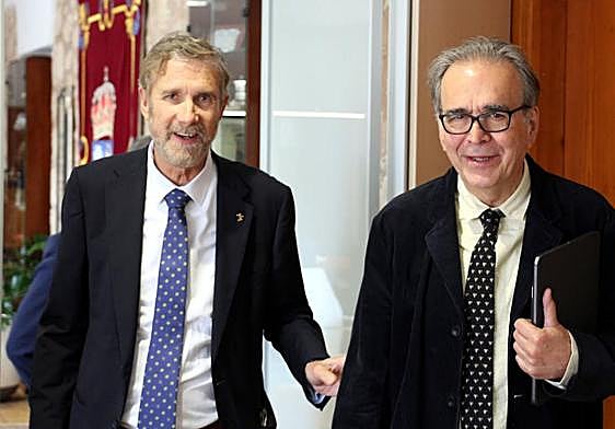 Manuel Pérez Mateos, rector de la Universidad de Burgos (izq.) junto a Joan Subirats, ministro de Universidades.