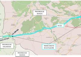 Las obras de rehabilitación en la N-122 afectarán al tráfico en el tramo Aranda de Duero–Valladolid
