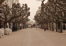 Imagen de archivo de calima en el paseo del Espolón de Burgos.