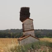 La historia de la torre inclinada bajo tres nidos de cigüeña en Burgos