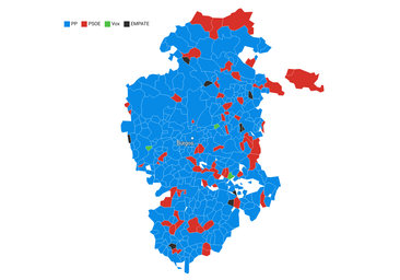 El norte y Treviño, bastiones socialistas en un mapa de Burgos teñido de azul popular