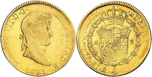 Ocho escudos de Fernando VII.