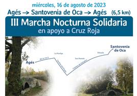 El 16 de agosto se celebra la III Marcha Nocturna de Agés a Santovenia en beneficio de Cruz Roja