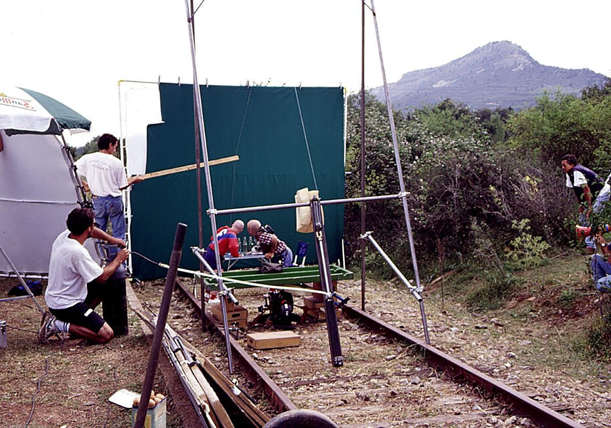 Rodaje de 'El milagro de P. Tinto' en el apeadero de La Revilla.