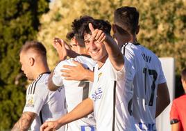 López-Pinto, celebrando un gol en pretemporada.