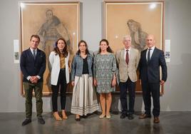 De izda. a dcha. Enrique Varela Agüí, director del Museo Sorolla y secretario de la Fundación Museo Sorolla; Laura Sebastián Vega, directora general de Fundación Círculo Burgos; Mónica Rodríguez Subirana e Inés Abril Benavides, comisarias de la exposición; Antonio Mollá Lorente, presidente de la Comisión Permanente de la Fundación Museo Sorolla y Javier González Moreno, director provincial Burgos de Ibercaja Banco.