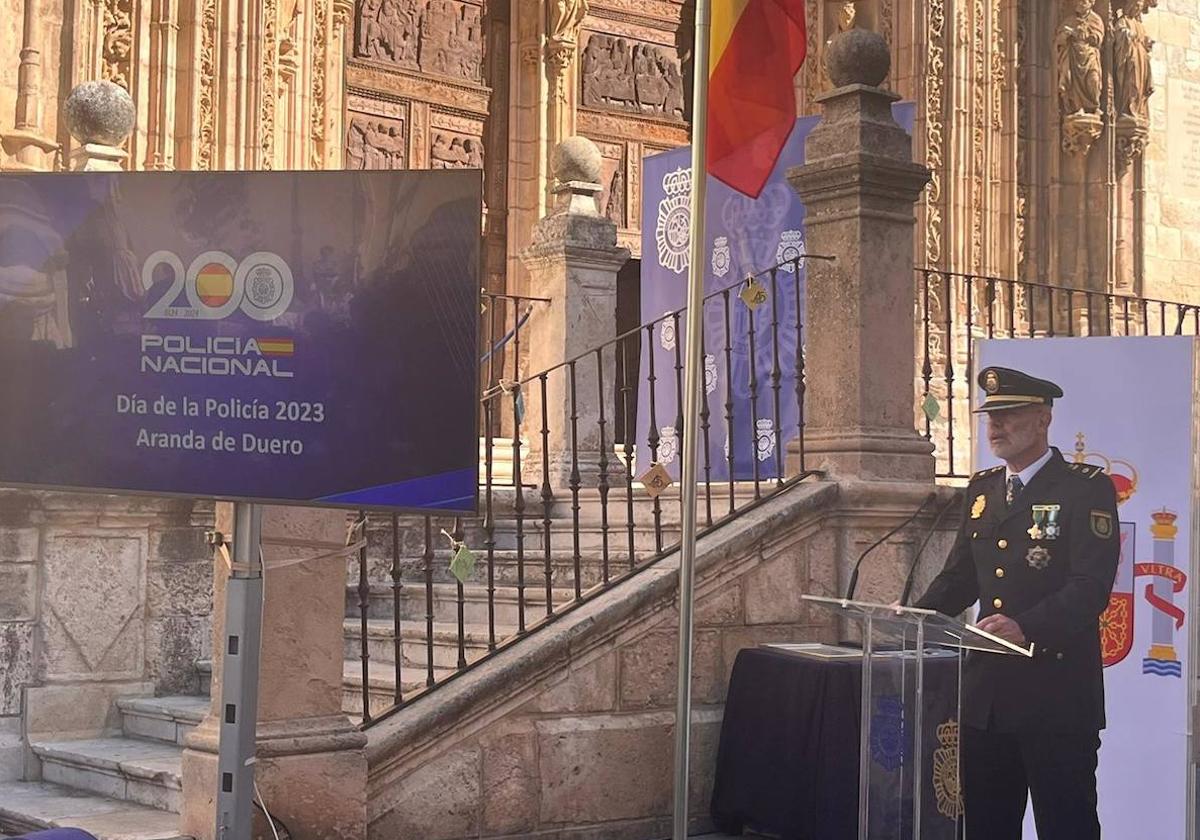 Joaquín Gomá en el acto de este martes en Aranda de Duero.