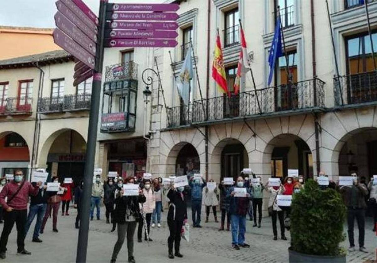 Imagen de archivo de una protesta de trabajadores municipales en Aranda de Duero.