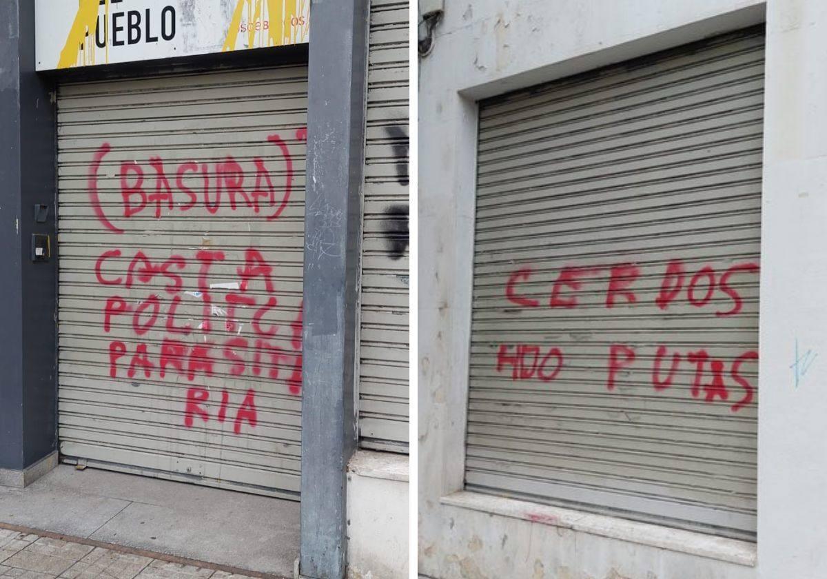 Pintadas con las que ha amanecido la sede del PSOE de Burgos.