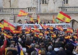 Imágenes de la concentración contra la amnistía convocada por el PP este domingo en la Plaza Rey San Fernando de Burgos