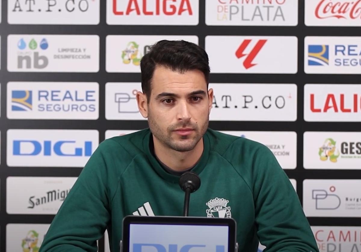 Andy Rodríguez en la sala de prensa de El Plantío.