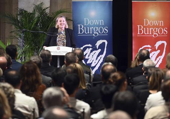 Isabel Blanco, durante su intervención en la XVII Gala anual de premios de la Asociación Síndrome Down de Burgos.