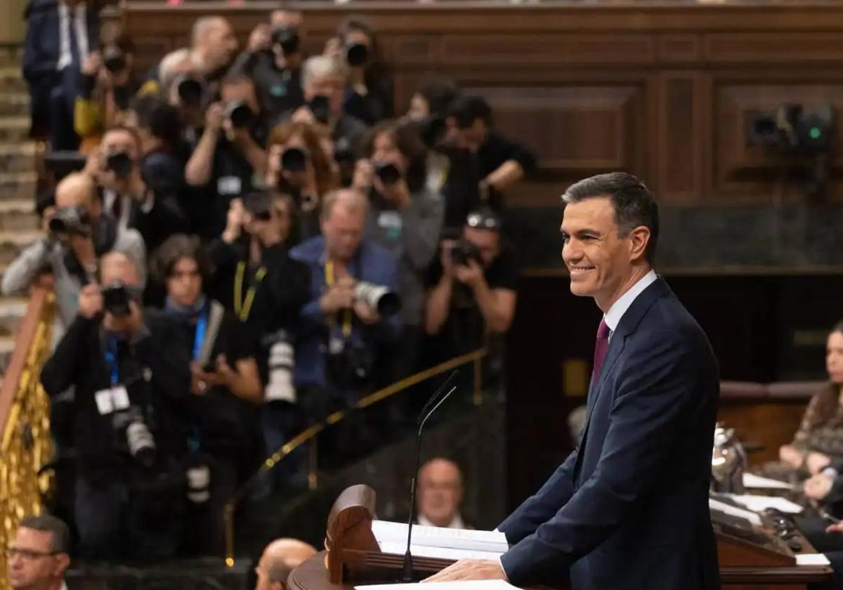 Pedro Sánchez durante el debate de investidura.