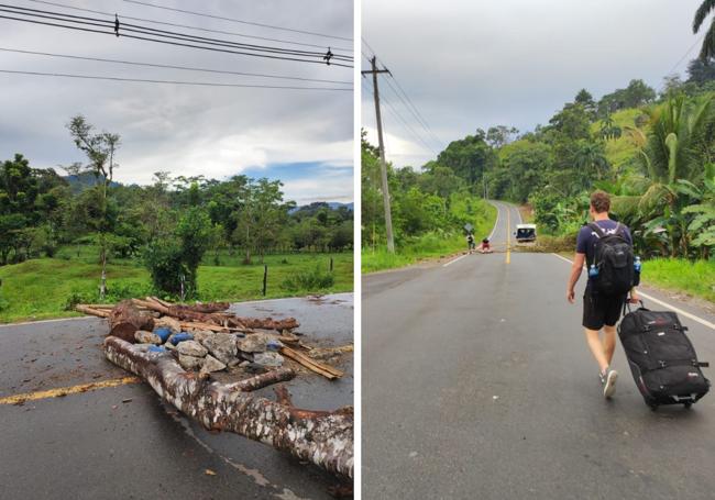 Carreteras cortadas por la huelga en Panamá.