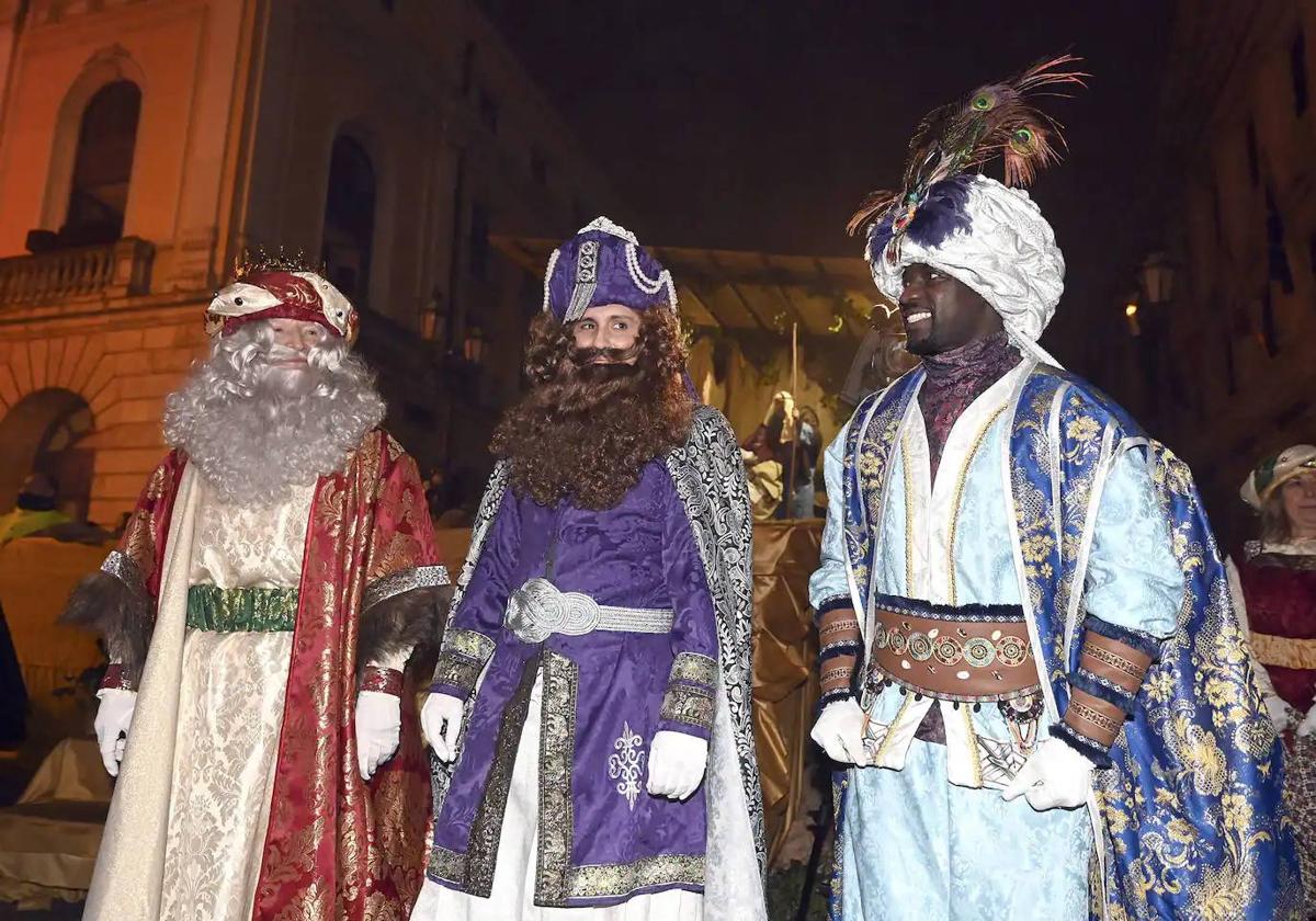 Los Reyes Magos de Oriente, durante la Cabalgata del pasado año en Burgos