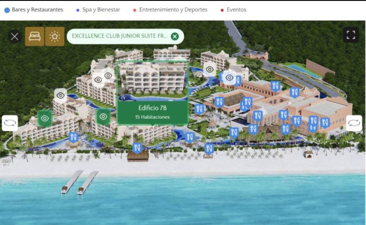 Vista de uno de los hoteles integrado en la plataforma Hotelverse con visitas digitales.