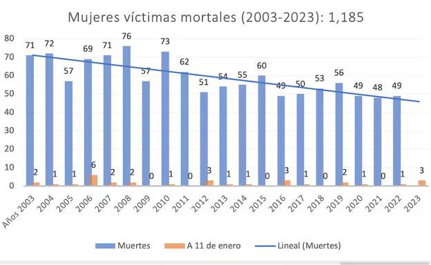 Mujeres víctimas mortales de violencia de género en España 2003-2023. Delegación del Gobierno contra la violencia de Género.