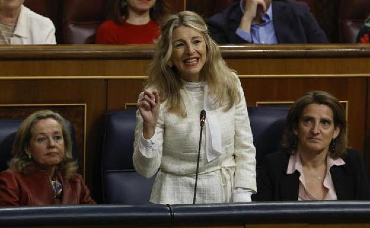 Yolanda Díaz, este miércoles en el Congreso.